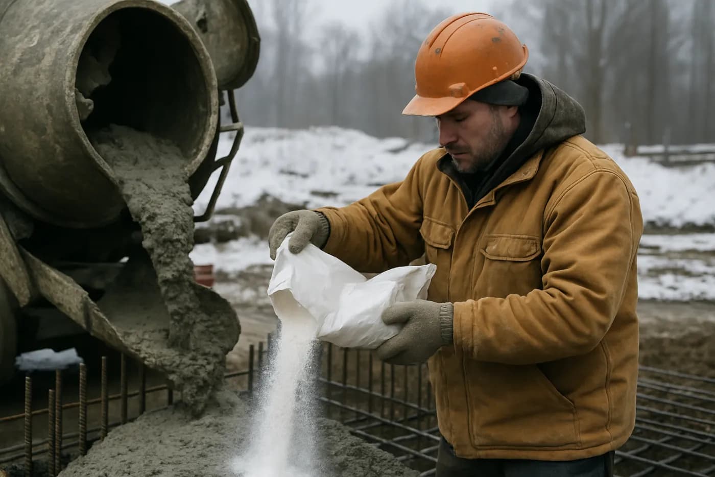 Calcium chloride accelerator added to fresh concrete, Canada