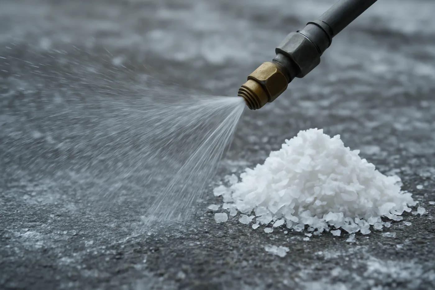 Liquid chloride brine versus solid flake de-icer, Canada