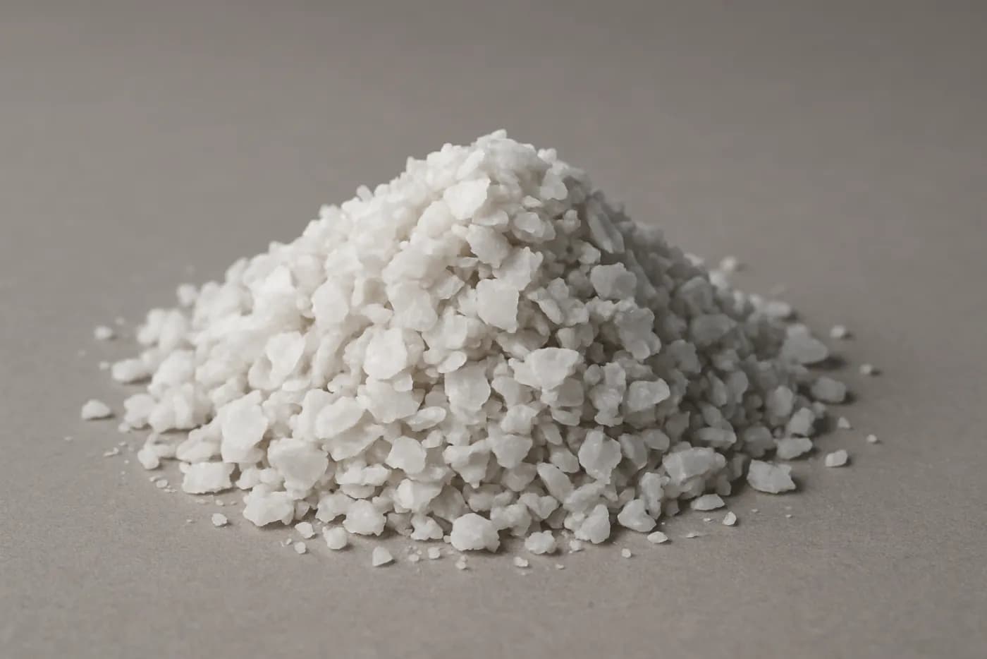 Magnesium chloride flake de-icer close-up, Canada