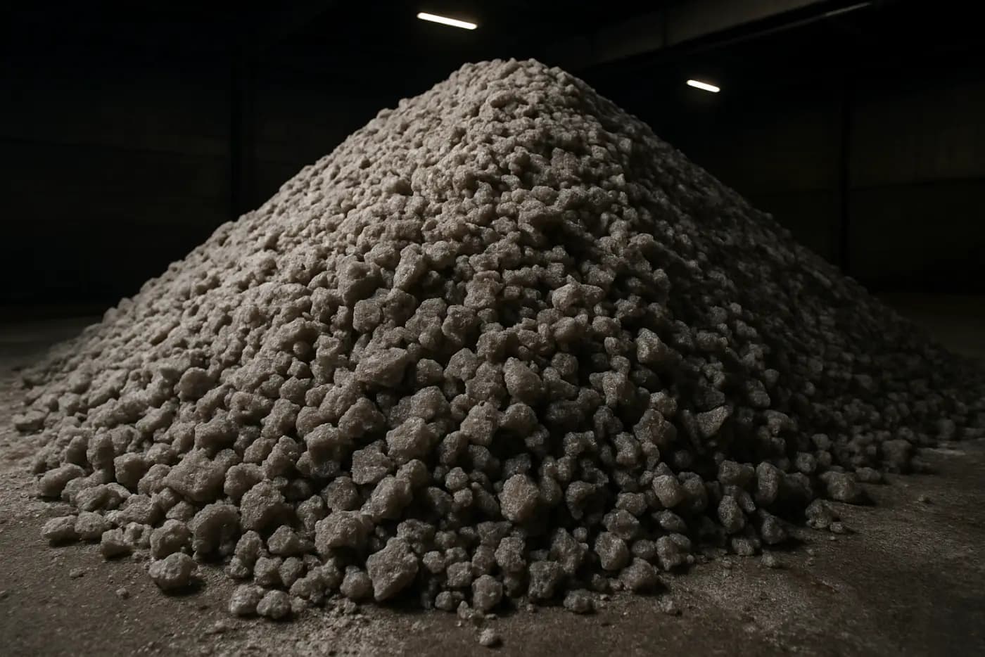 Bulk rock salt (road salt) pile, Canada